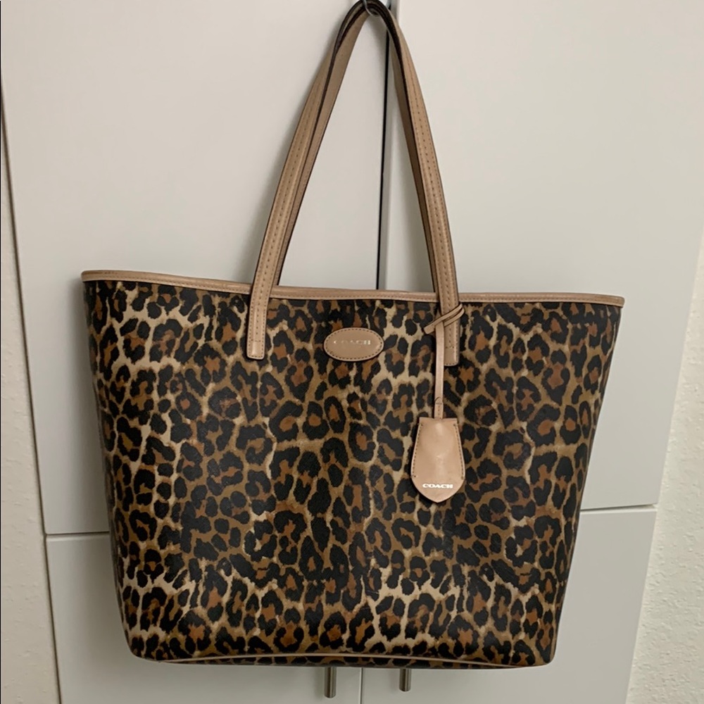 Coach Leopard Print Large Tote Bag 18”x12”x6”